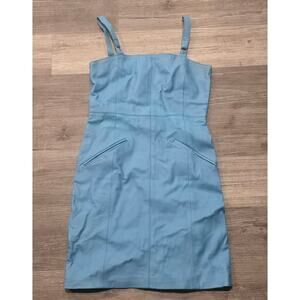 Vintage Newport News Baby Blue Leather Mini Dress